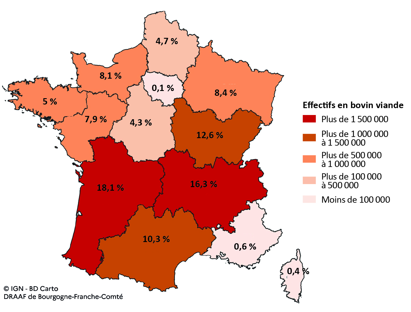 Figure 1 - Répartition du cheptel allaitant français - voir la transcription ci-dessous