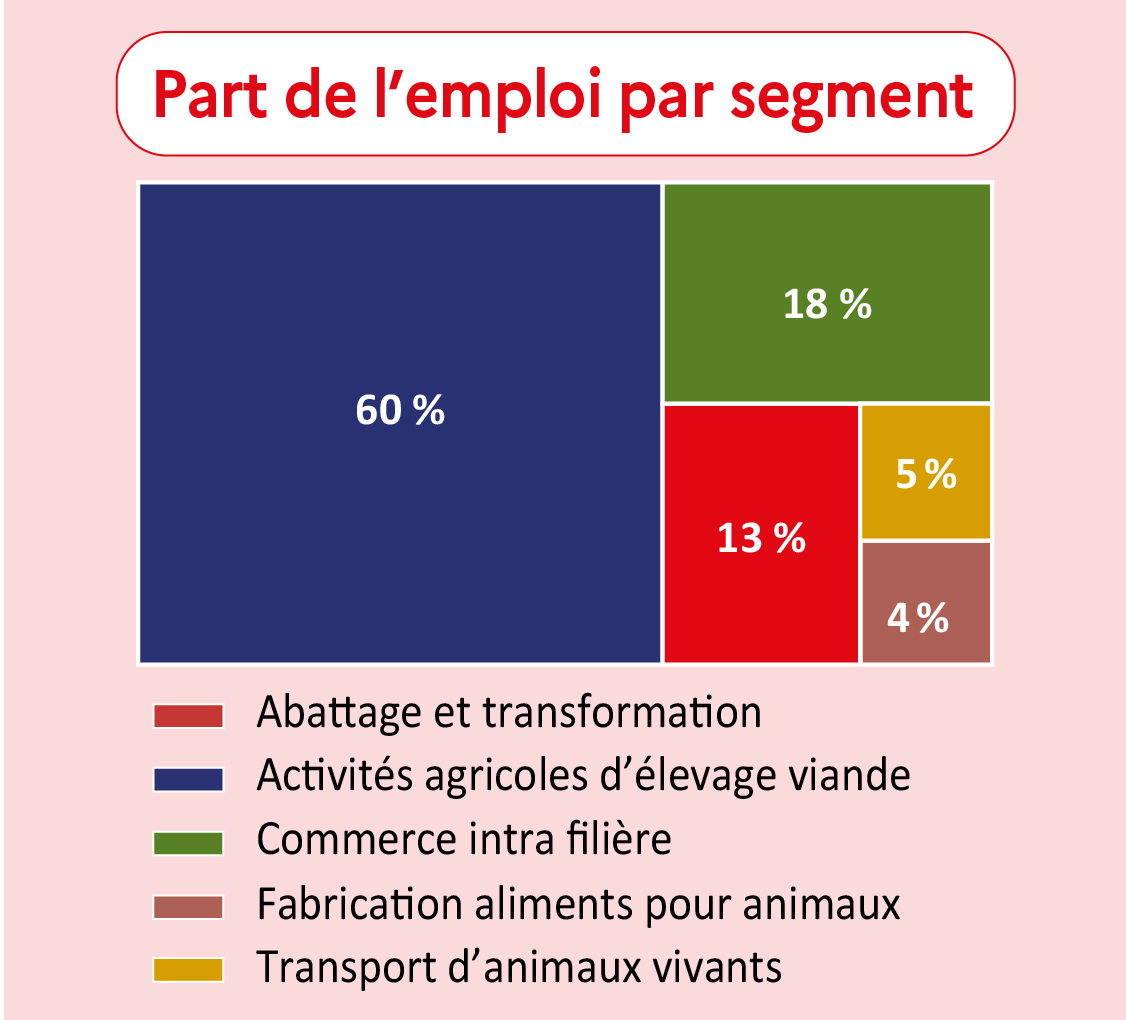 Part de l'emploi par segment en Côte-d'Or - voir la transcription ci-dessous