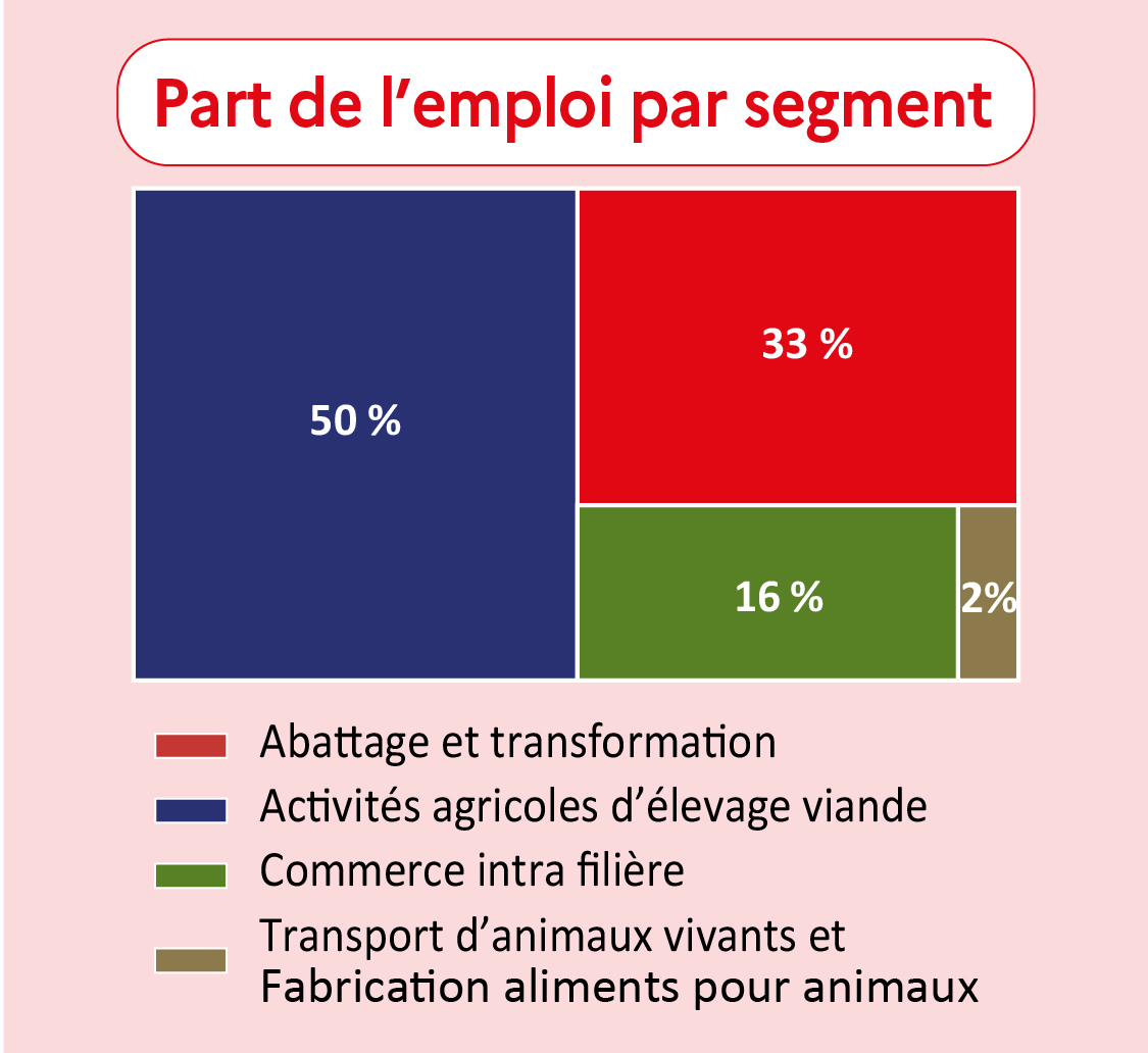 Part de l'emploi par segment dans le Doubs - voir la transcription ci-dessous