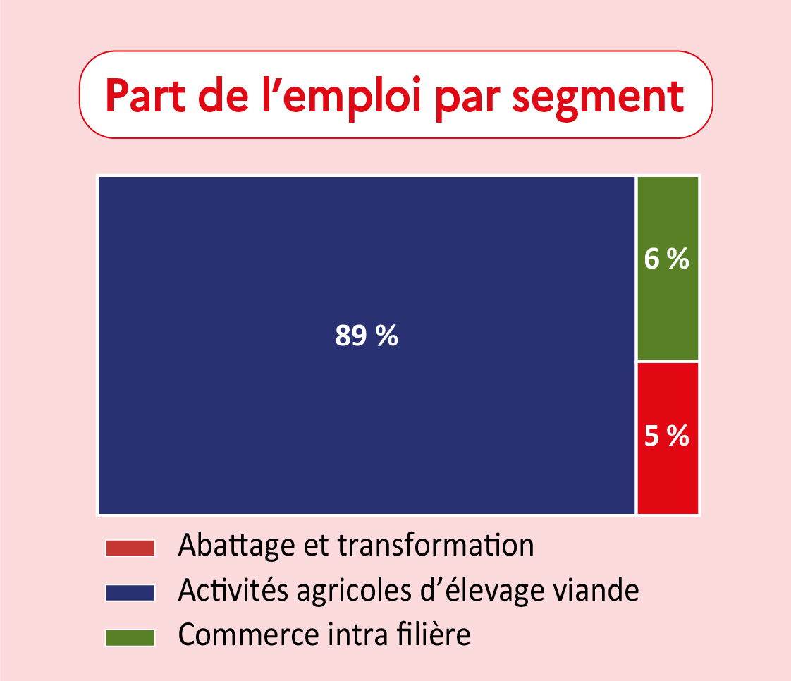 Part de l'emploi par segment dans la Nièvre - voir la transcription ci-dessous