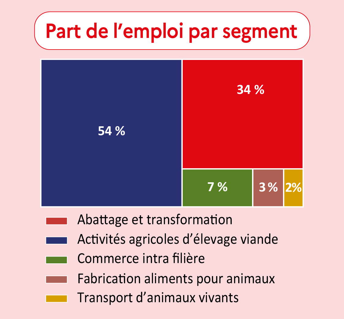 Part de l'emploi par segment en Saône-et-Loire - voir la transcription ci-dessous