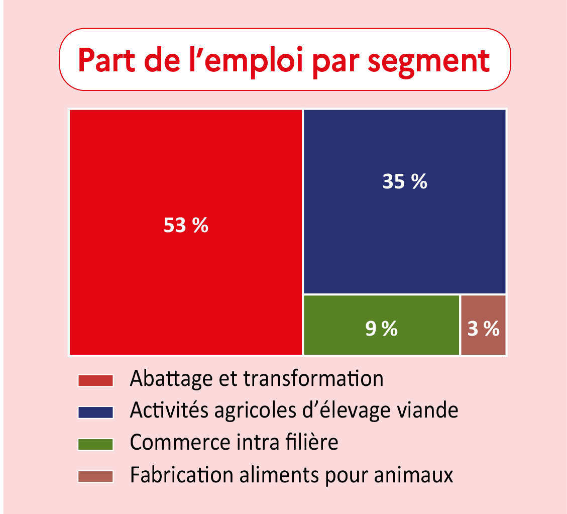 Part de l'emploi par segment dans l'Yonne - voir la transcription ci-dessous