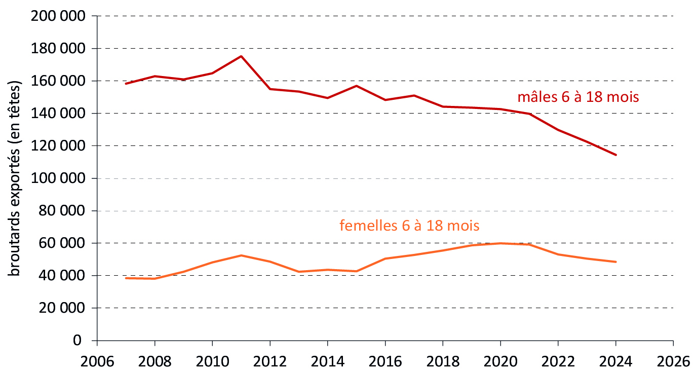 Figure 10 - Exportations de broutards - voir la transcription ci-dessous