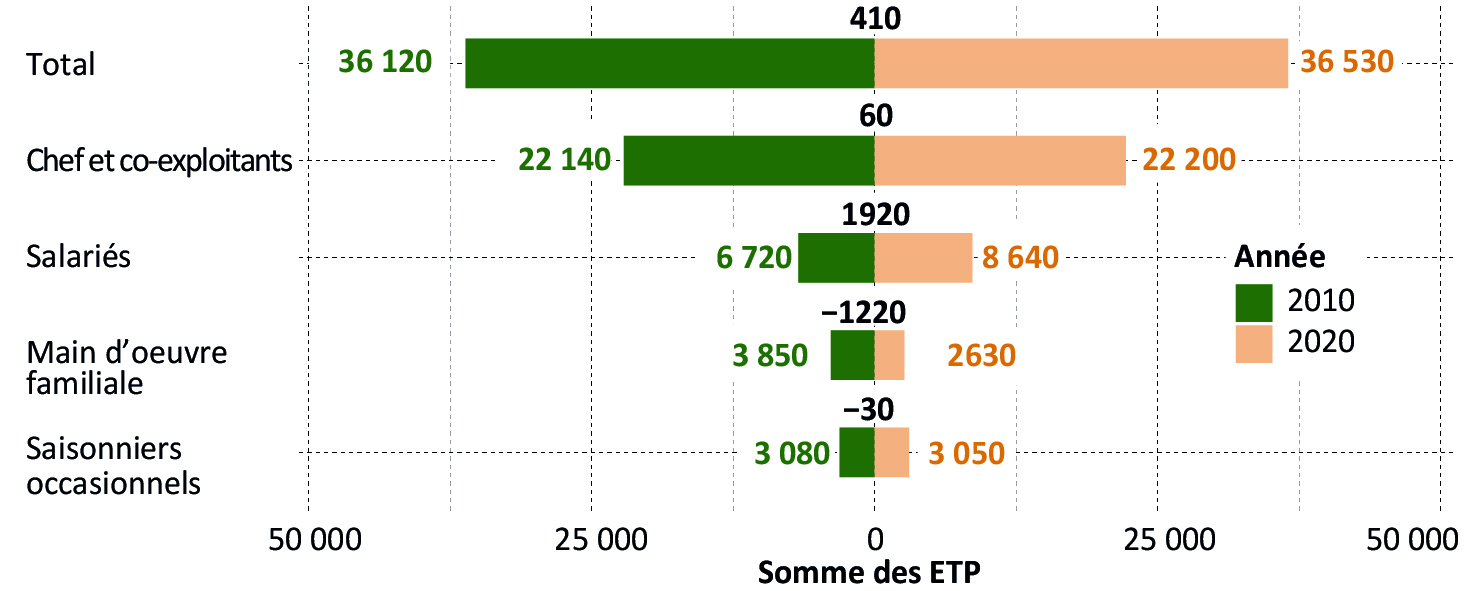 Figure 8 - Comparaison des ETP en 2010 et 2020 - voir la transcription ci-dessous
